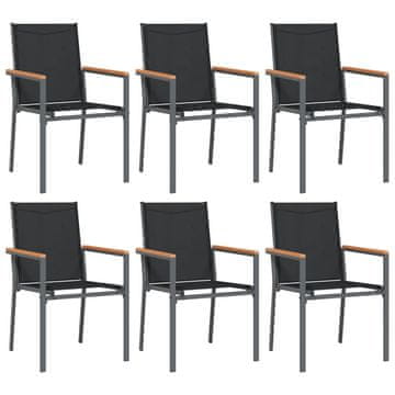 Vidaxl Vrtni stoli 6 kosov črni 55x61,5x90 cm textilene in jeklo