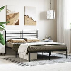 Vidaxl Kovinski posteljni okvir z vzglavjem črn 140x200 cm