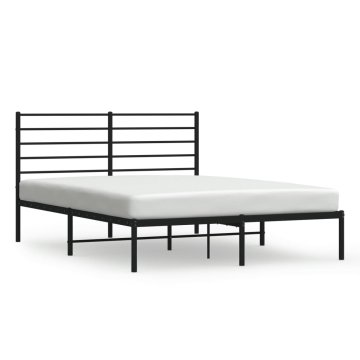 Vidaxl Kovinski posteljni okvir z vzglavjem črn 140x200 cm