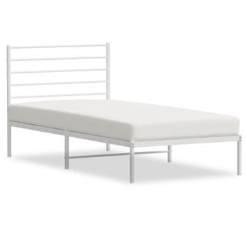 Vidaxl Kovinski posteljni okvir z vzglavjem bel 80x200 cm