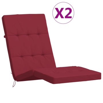 Vidaxl Blazine za ležalnik 2 kosa vinsko rdeča oxford tkanina