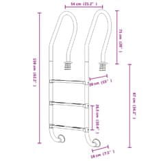 Vidaxl Lestev za bazen 54x38x158 cm 304 nerjaveče jeklo