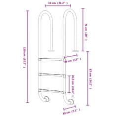 Vidaxl Lestev za bazen 54x38x158 cm 304 nerjaveče jeklo