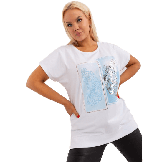 RELEVANCE Ženska bluza s kratkimi rokavi plus size SHIRA modra in bela RV-BZ-8863.88_399661