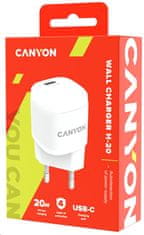 Canyon omrežni polnilec H-20-05, 1x USB-C PD 20W, bel