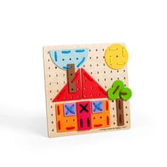 Bigjigs Toys Lesena igra z vezalkami Geometrijske oblike