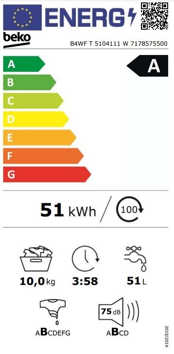 Beko B4WFT5104111W pralni stroj