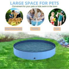 HOME & MARKER® Večnamenski zložljivi bazen, Bazen za pse, Bazen za otroke in hišnje ljubljenčke (Modra, 80 x 30 cm) | FOLDIPOOL