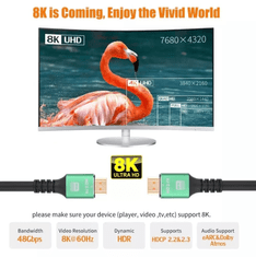 KEDO HDMI kabel M-M, ver. 2.1, 8K, 1.5m, gold