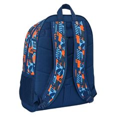Safta Šolska torba Hot Wheels, modra in oranžnaz vzorcem, 32x42x14cm