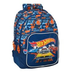 Safta Šolska torba Hot Wheels, modra in oranžna z vzorcem, 32x42x15cm
