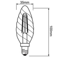 LEDVANCE Zatemnitvena LED žarnica E14 BW40 3,4W = 40W 470lm 4000K Nevtralno bela 300° CRI90 Filament Superior