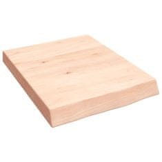 Vidaxl Stenska polica 40x50x(2-6) cm neobdelana trdna hrastovina