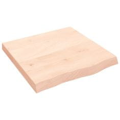 Vidaxl Stenska polica 60x60x(2-6) cm neobdelana trdna hrastovina