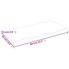 Vidaxl Kopalniški pult 80x40x2 cm neobdelan trden les