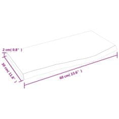 Vidaxl Stenska polica 60x30x2 cm neobdelana trdna hrastovina