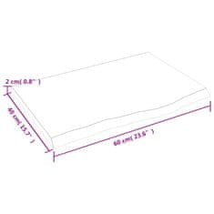 Vidaxl Stenska polica 60x40x2 cm neobdelana trdna hrastovina