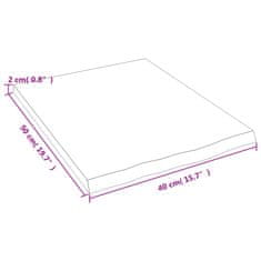 Vidaxl Stenska polica 40x50x2 cm neobdelana trdna hrastovina