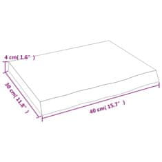 Vidaxl Stenska polica 40x30x4 cm neobdelana trdna hrastovina