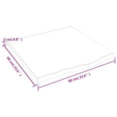 Vidaxl Stenska polica 60x60x2 cm neobdelana trdna hrastovina