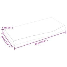 Vidaxl Stenska polica 60x30x4 cm neobdelana trdna hrastovina