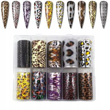 shumee 10x FOLIJA ZA PRENOS 50cmx4cm KOMPLET Z LEOPARDJIMI TEKSTURI