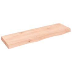Greatstore Stenska polica 100x30x(2-6) cm neobdelana trdna hrastovina