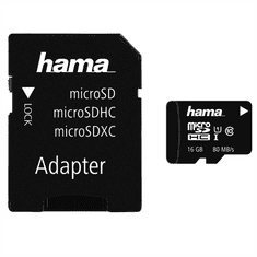 Hama microSDHC 16 GB Class 10 UHS-I 80 MB/s + adapter/mobilni telefon