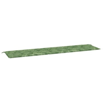 Vidaxl Blazina za vrtno klop vzorec listov 200x50x4 cm tkanina