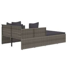 Vidaxl Ležalnik z blazino siv 182x118x63 cm poli ratan