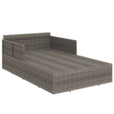 Vidaxl Ležalnik z blazino siv 182x118x63 cm poli ratan