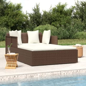 Vidaxl vidaXL Dnevna postelja z blazinami, rjava, 182x118x63 cm, poli ratan