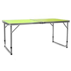 Aga Zložljiva kamping miza 120x60x54/60/70 cm Zelena