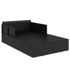 Vidaxl Ležalnik z blazinami črn 182x118x63 cm poli ratan