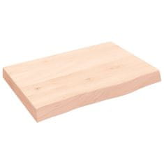 Vidaxl Stenska polica 60x40x(2-6) cm neobdelana trdna hrastovina