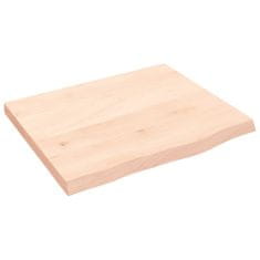 Vidaxl Stenska polica 60x50x(2-4) cm neobdelana trdna hrastovina