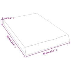 Vidaxl Stenska polica 40x60x(2-6) cm neobdelana trdna hrastovina