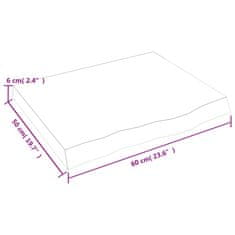 Greatstore Stenska polica 60x50x(2-6) cm neobdelana trdna hrastovina