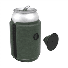 PopSockets PopThirst, nosilec za pločevinke/ pokrovček, z vgrajenim ročajem PopGrip Gen. 2, temno zelena melanža