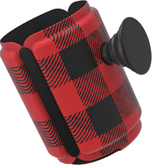PopSockets PopThirst, nosilec za pločevinke/ pokrovček, z vgrajenim ročajem PopGrip Gen. 2, rdeče/črno kvačkano