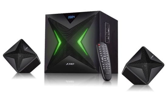 Fenda Zvočniki F&amp;D F550X/ 2.1/ 56 W/ črna/ BT4.0/ NFC/ FM radio/ predvajanje USB/SD/ daljinski upravljalnik