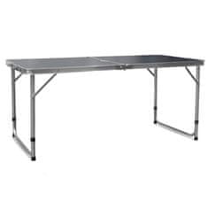 Aga Zložljiva kamping miza 120x60x54/60/70 cm Siva