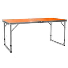 Aga Zložljiva taborniška miza 120x60x54/60/70 cm oranžna