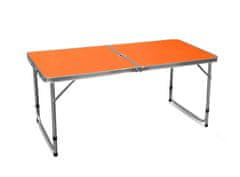 Aga Zložljiva kamping miza 120x60x54/60/70 cm Oranžna