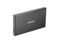 Natec Zunanji HDD box 2,5" USB 3.0 Rhino Go, črn, aluminijasto ohišje