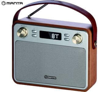 Manta RDI915X CAPRI radijski sprejemnik, FM Radio, Bluetooth 5.0, baterija, USB / microSD / AUX, ročaj, RETRO