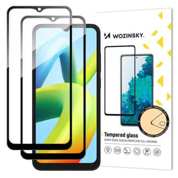 WOZINSKY KOMPLET 2x kaljeno steklo 9H za celoten zaslon Xiaomi Redmi A2 / Redmi A1 s črnim okvirjem