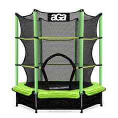 Aga Otroška trampolina 140 cm Svetlo zelena + zaščitna mreža