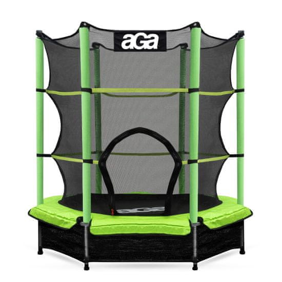 Aga Otroška trampolina 140 cm Svetlo zelena + zaščitna mreža