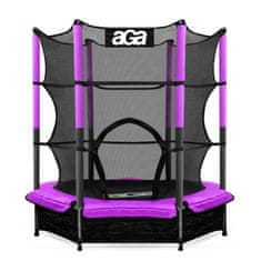 Aga Otroška trampolina 140 cm Vijolična + zaščitna mreža
